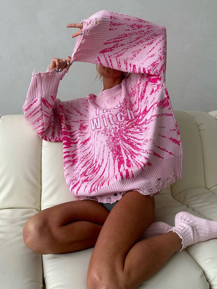 Women's Distressed The Witch Which Has No Problem Baggy Sweater