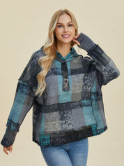 Women's Retro Beth Plaid Reverse Fleece Hoodie