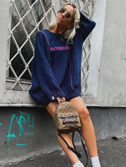 Women's Distressed Brut Prosecco Baggy Sweater
