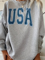 Oversized Preppy USA Crew Neck Sweatshirt