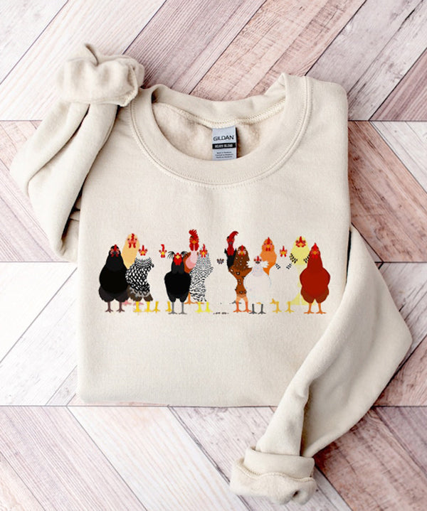 Women's Chicken Love Funny Farmer Crewneck Sweatshirt