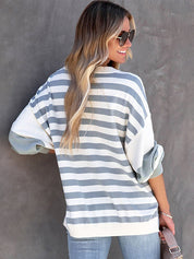 Women's Color Block Striped Drop Shoulder Sweatshirt