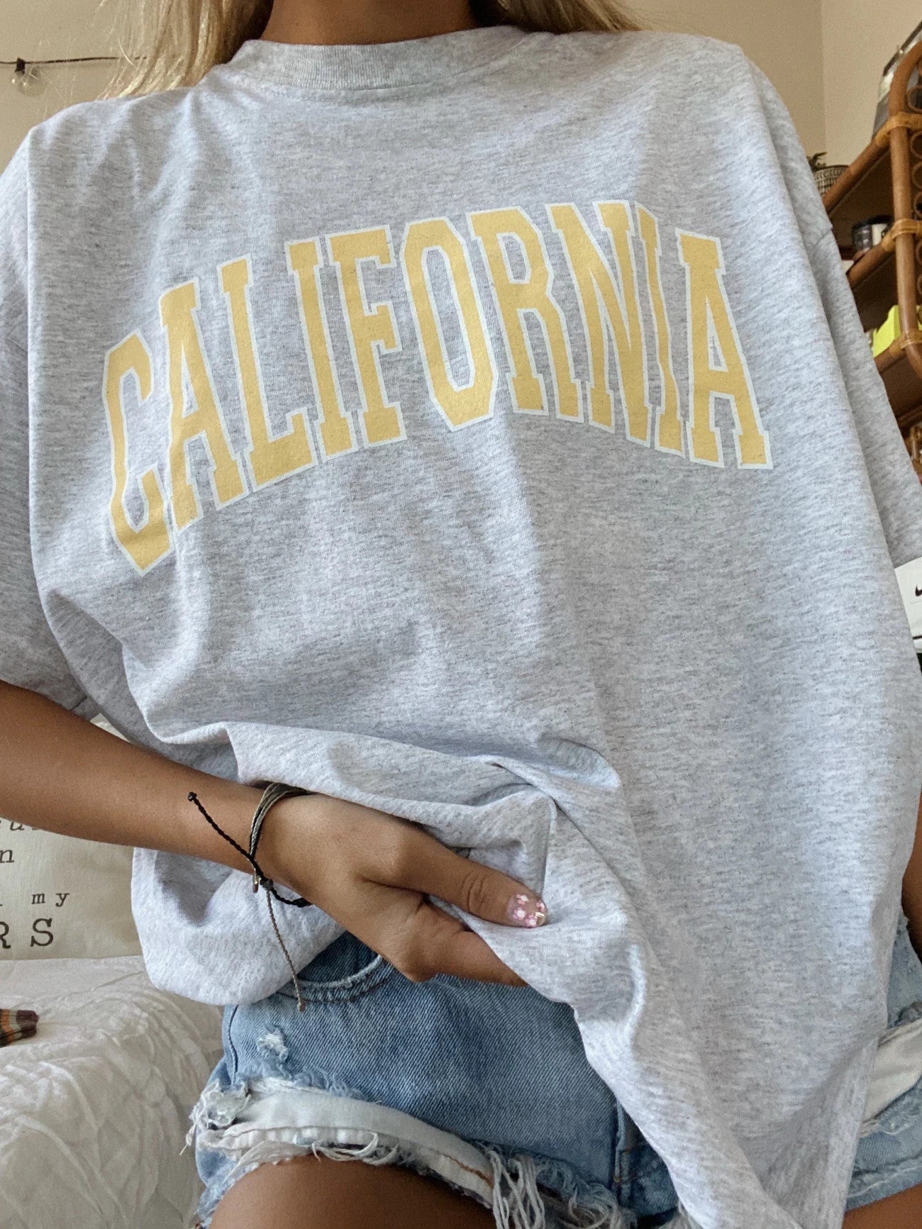 Ladies California Printed Oversized Crew Neck T-shirt