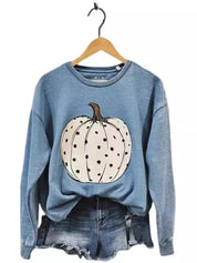 Halloween Polka Dot Pumpkin Crewneck Sweatshirt