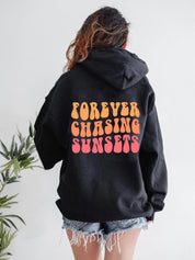 Ladies Forever Chasing Sunsets Printed Oversized Long Sleeve Hoodie