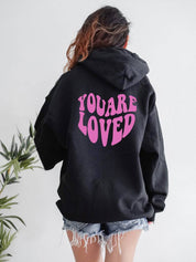 Ladies You Are Loved Printed Preppy Oversized Hoodie