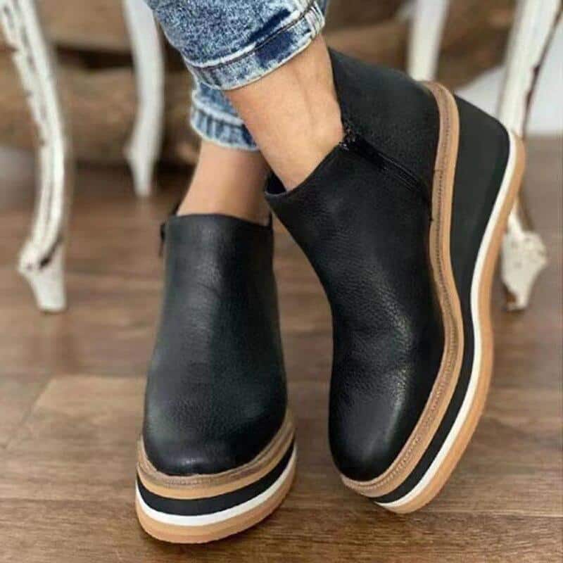Zip-Side Platform Ankle Boots