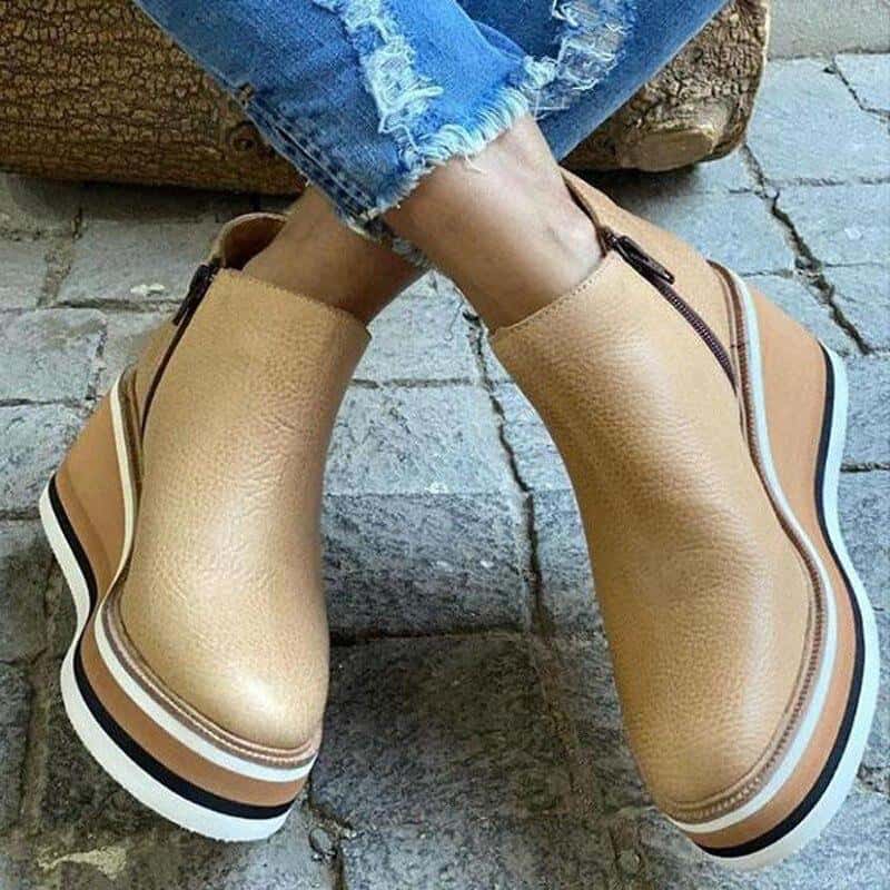 Zip-Side Platform Ankle Boots