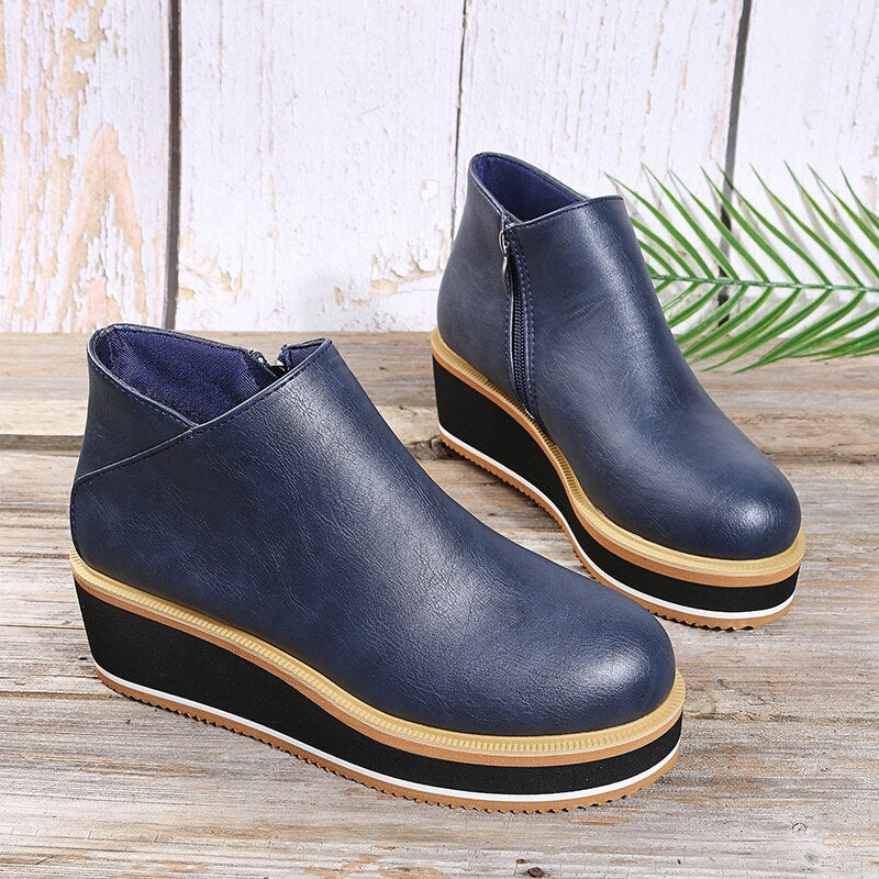 Zip-Side Platform Ankle Boots