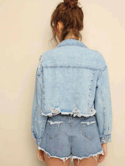 Women's Distressed Cropped Lapel Jacket