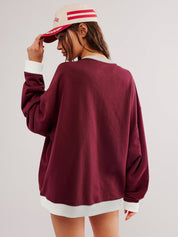 Übergroßes Sweatshirt mit Farbblock-Design und Lagen-Langarm