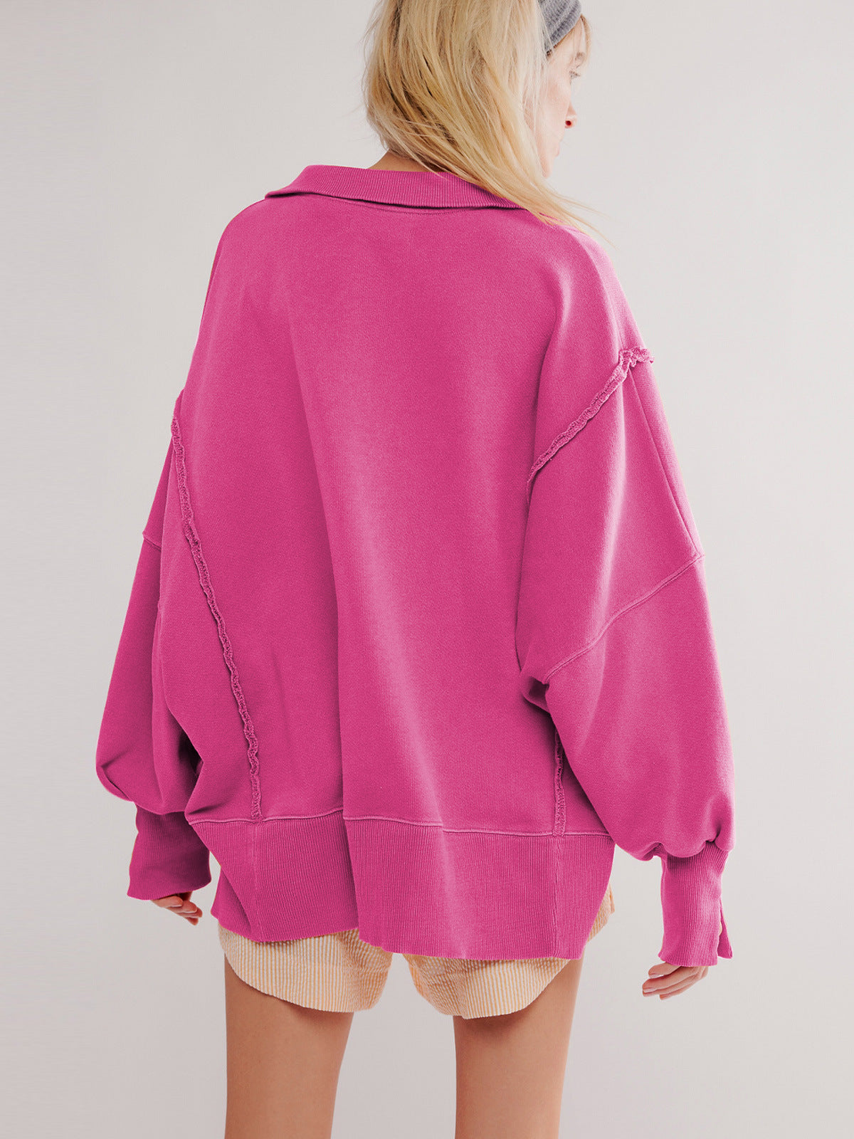 Retro Sweatshirt mit langen Ärmeln und Knopfleiste