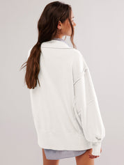 Retro Sweatshirt mit langen Ärmeln und Knopfleiste