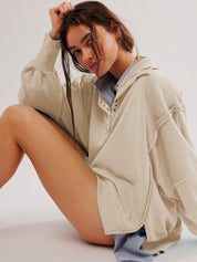 Retro Sweatshirt mit langen Ärmeln und Knopfleiste