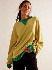Übergroßes Sweatshirt mit Farbblock-Design und Lagen-Langarm