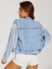 Women's Classic Tassel Fringe Denim Bike Jacket