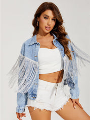 Women's Classic Tassel Fringe Denim Bike Jacket