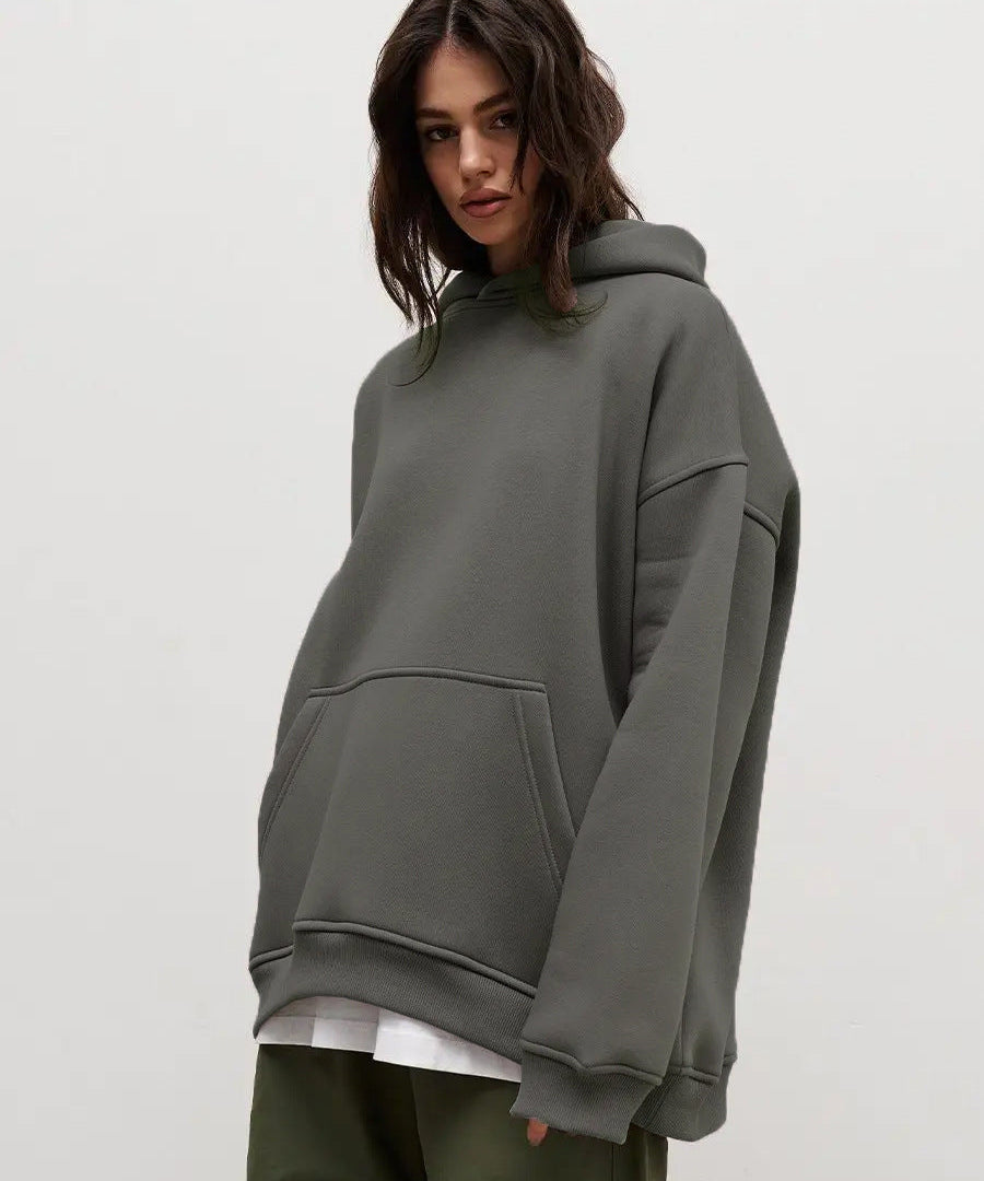 Premium Fleece Pure Color Heavyweight Biggy Hoodie