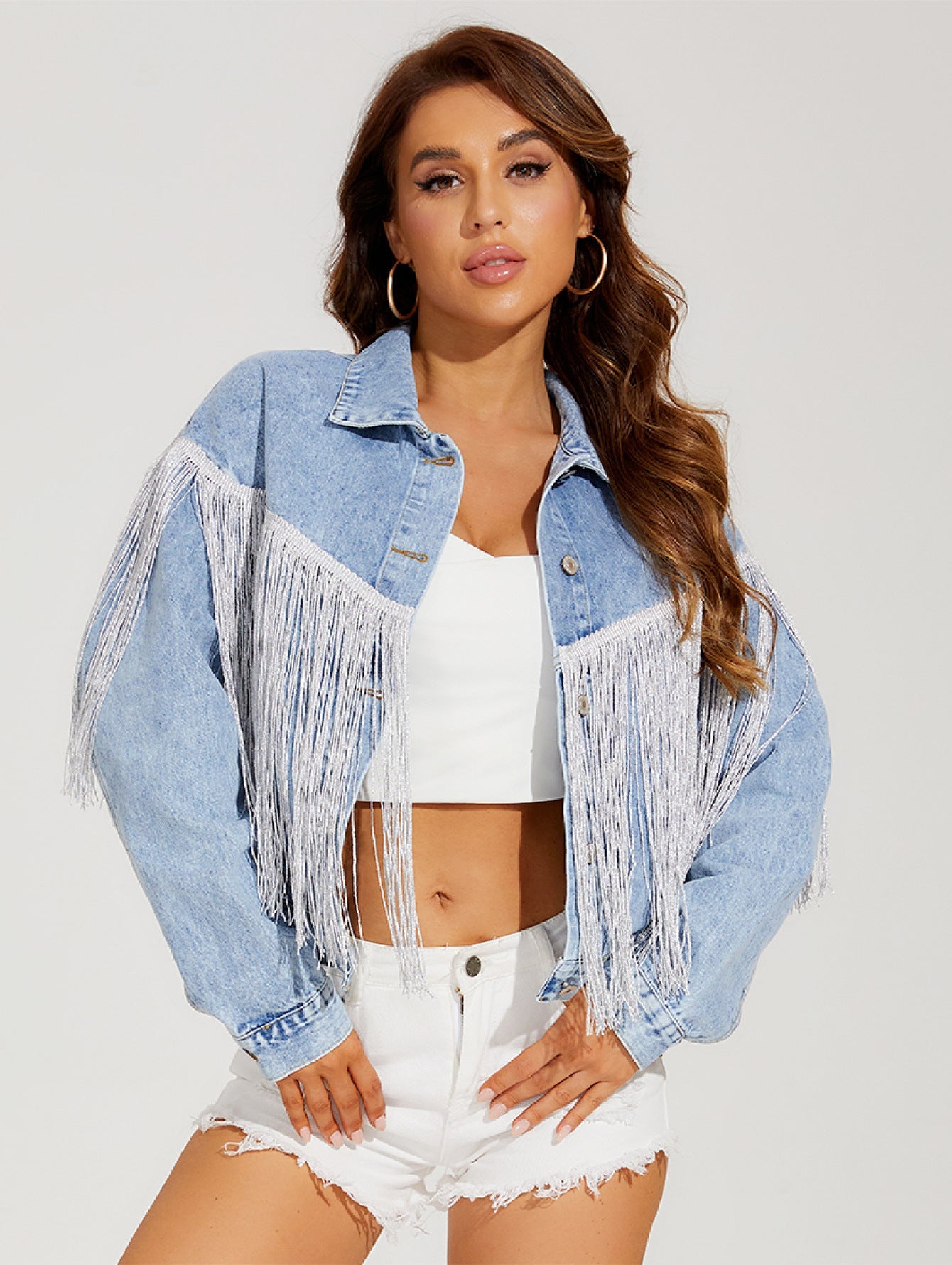 Women's Classic Tassel Fringe Denim Bike Jacket