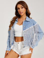 Women's Classic Tassel Fringe Denim Bike Jacket