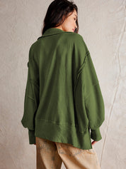 Retro Sweatshirt mit langen Ärmeln und Knopfleiste