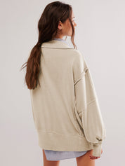 Retro Sweatshirt mit langen Ärmeln und Knopfleiste