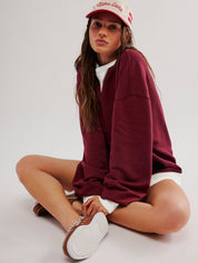 Übergroßes Sweatshirt mit Farbblock-Design und Lagen-Langarm