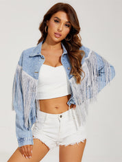 Women's Classic Tassel Fringe Denim Bike Jacket