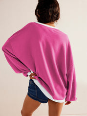 Übergroßes Sweatshirt mit Farbblock-Design und Lagen-Langarm