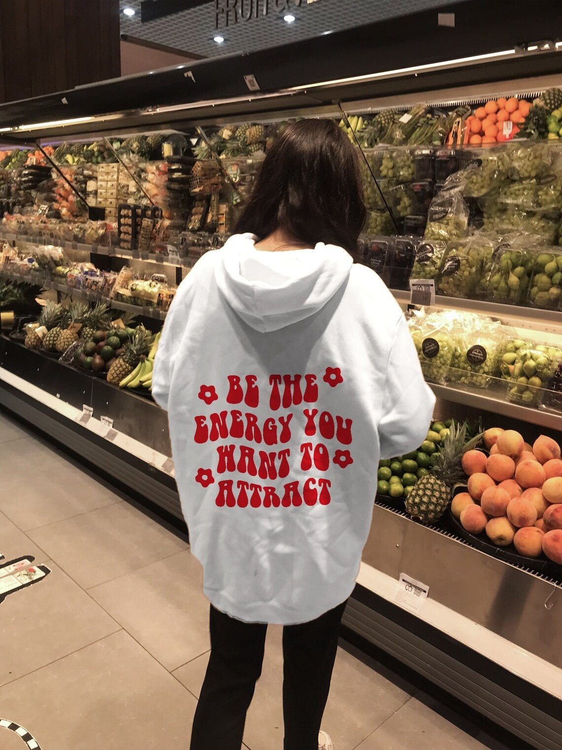 Be The Energy you Want To Attract Printed Preppy Hoodie