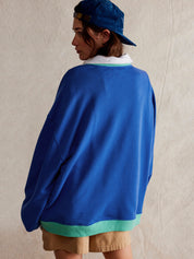 Übergroßes Sweatshirt mit Farbblock-Design und Lagen-Langarm