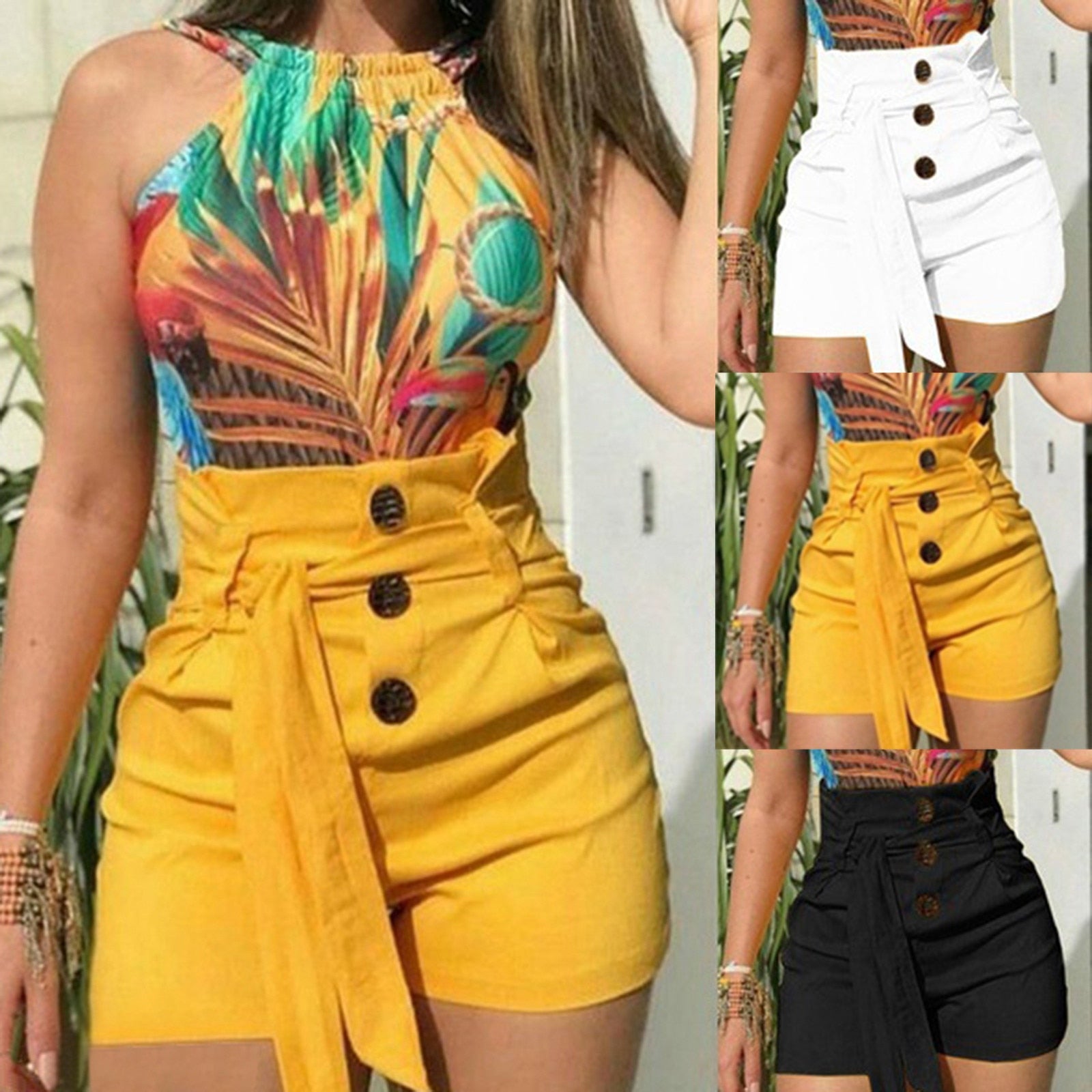 KEIRA | Short high-waisted belted fitted