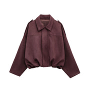 Women's Suede Bomber Jacket in Brown and Green – Casual Vintage Motorcycle Coat with Zipper Closure