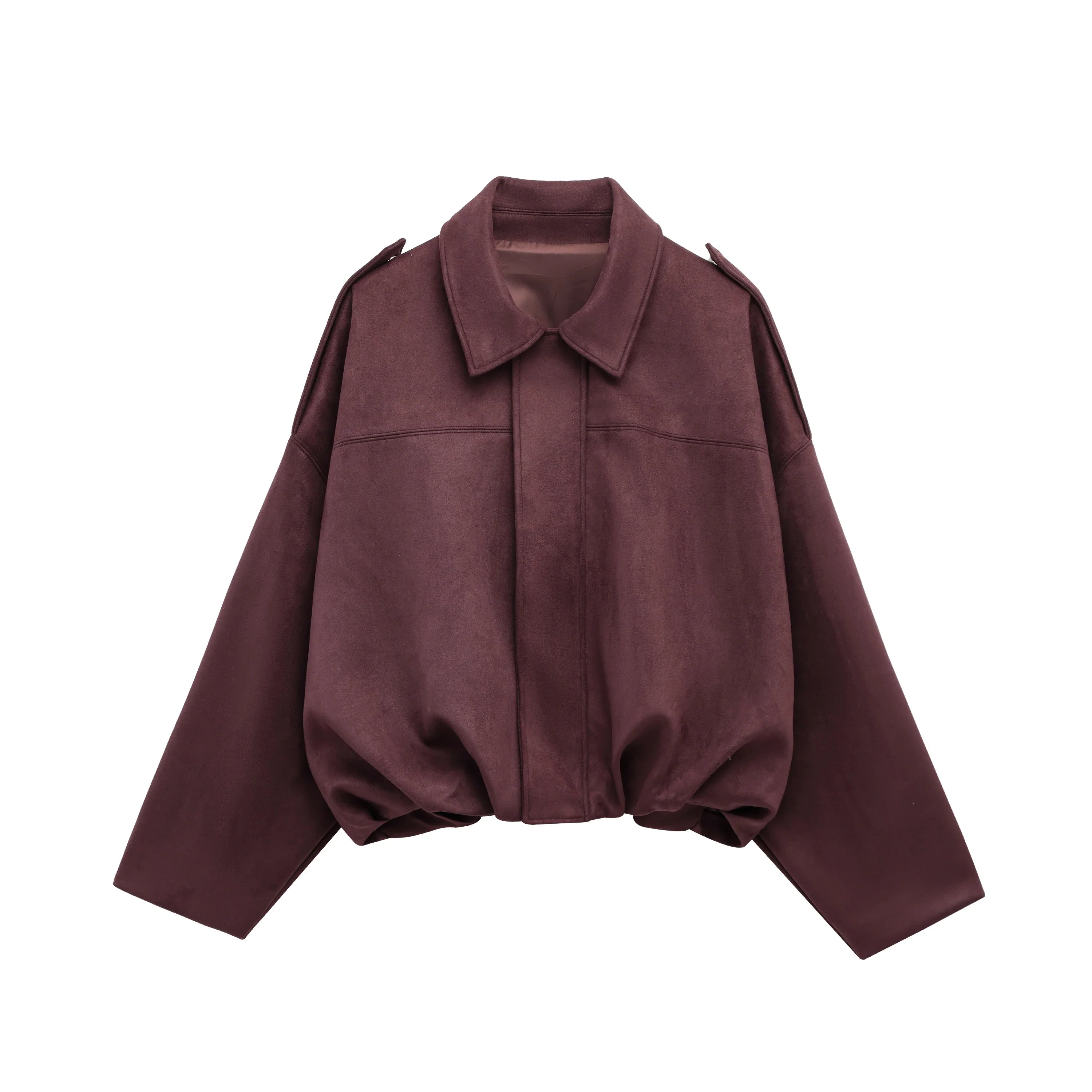 Women's Suede Bomber Jacket in Brown and Green – Casual Vintage Motorcycle Coat with Zipper Closure