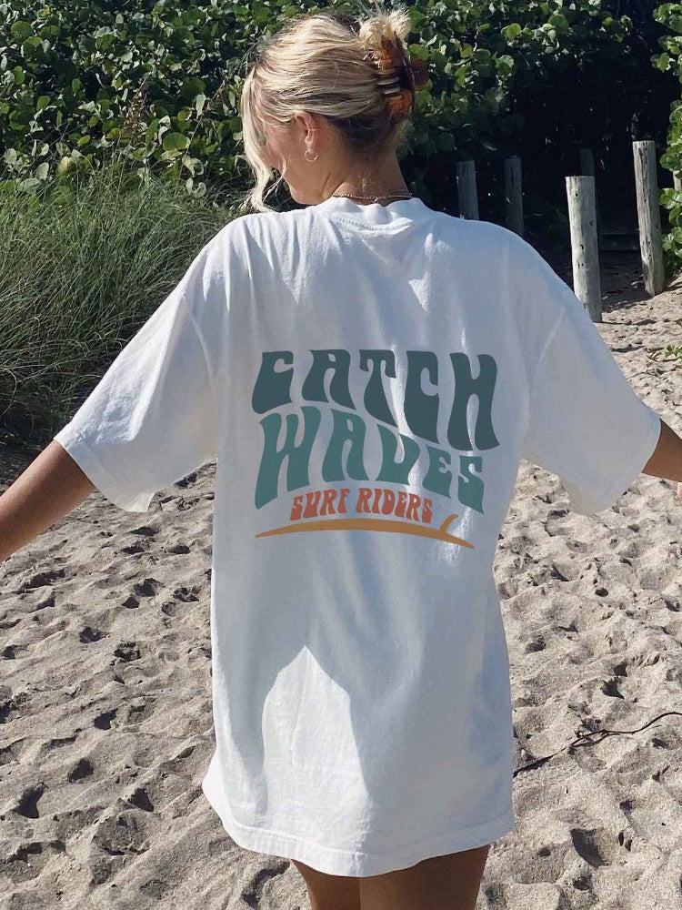Womens Catch Waves Surf Riders Beach Shirts