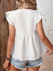 Women's Jacquard Flutter Sleeve Babydoll Blouse