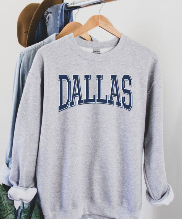 Ladies Dallas Letter Crewneck Sweatshirt