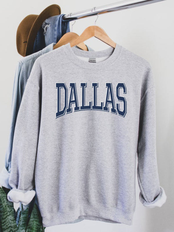 Ladies Dallas Letter Crewneck Sweatshirt