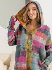 Women's Retro Beth Plaid Reverse Fleece Hoodie
