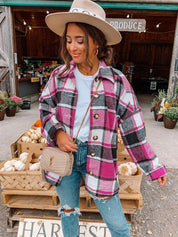 Women's Retro Plaid Wool Blend Overshirt Shacket