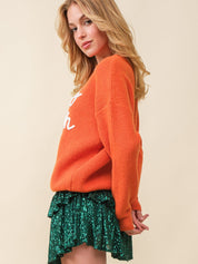 Women's Casual Pumpkin Graphic Pullover Sweater