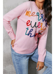 Women's Casual Merry Everything Pink Knit Sweater