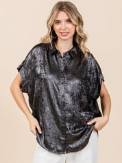 Women's Loose Sparkling Button Down Shirt