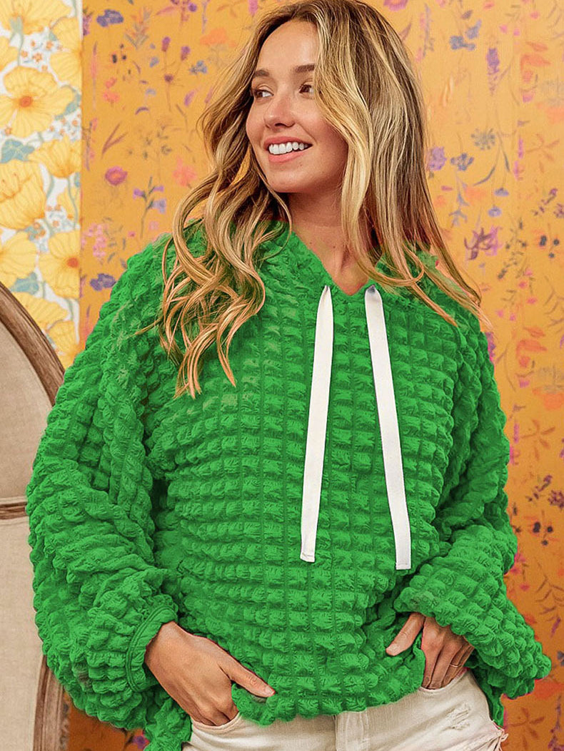 Women's Oversized Bubble Textured Waffle Hoodie