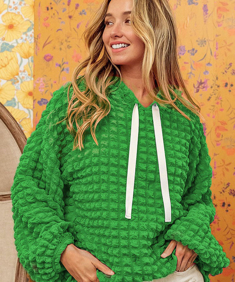 Women's Oversized Bubble Textured Waffle Hoodie