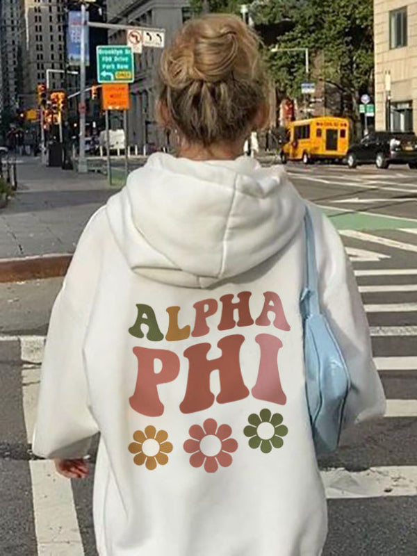 Alpha Phi Blumen bedruckter Preppy Ästhetik Hoodie