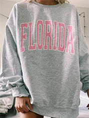 Ladies Florida Printed Oversized Crewneck Sweatshirt