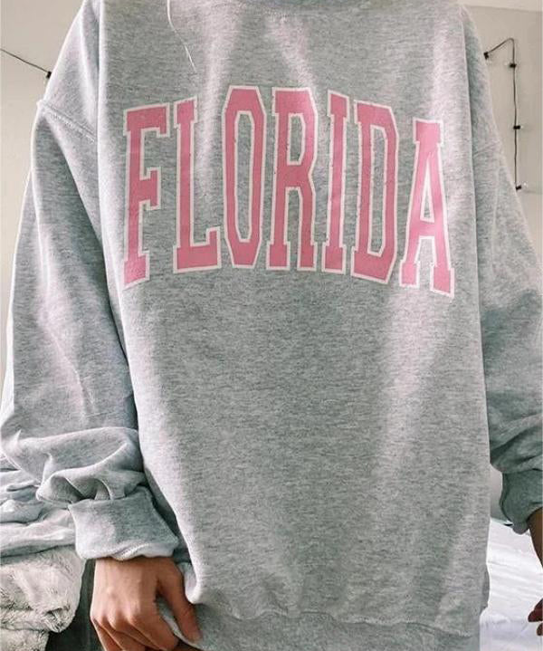 Ladies Florida Printed Oversized Crewneck Sweatshirt