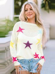 Women's Casual Colorful Stars Knitted Loose Sweater