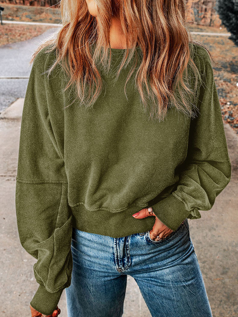 Vintage Crew Neck Backless Sweatshirt